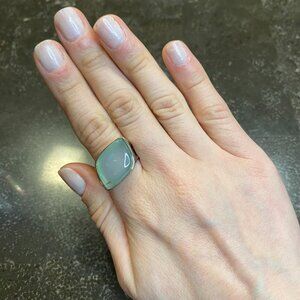 Sky Blue Agate Edge Ring Size 5.5